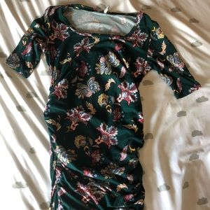 Mother Bee Maternity Paisley Green Dress